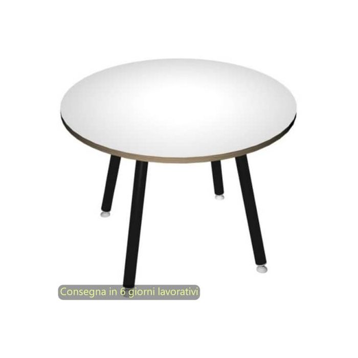 Tavolo rotondo Skinny Metal ø100xH.74,4 cm con gambe met. nere Artexport piano bianco - 6410-DJA-3C-AQ main product photo