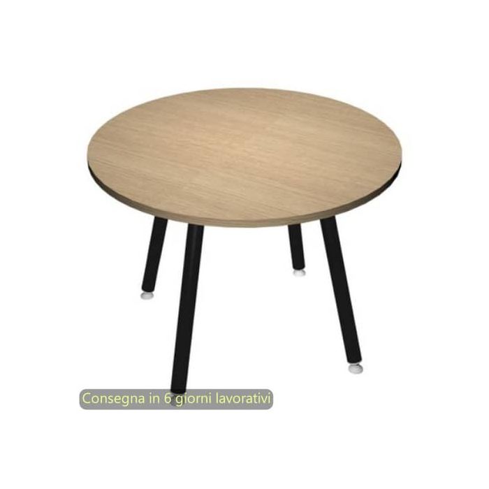 Tavolo rotondo Skinny Metal ø100xH.74,4 cm con gambe met. nere Artexport piano rovere - 6410-DJA-C-AQ main product photo