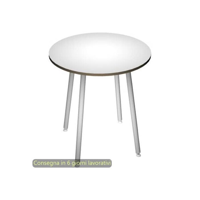 Tavolo rotondo Skinny Metal ø100xH.74,4 cm con gambe met. bianche Artexport piano bianco - 6410-DJD-3C-AN main product photo
