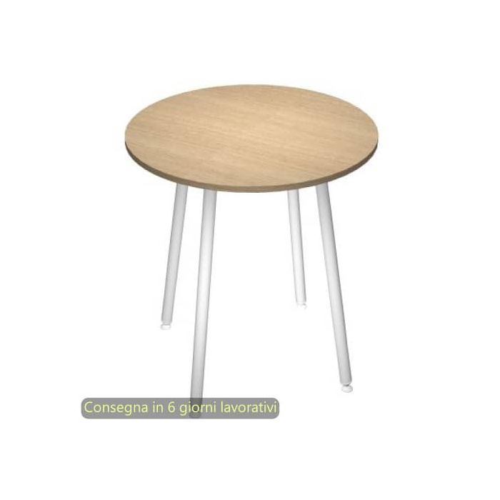 Tavolo rotondo Skinny Metal ø100xH.74,4 cm con gambe met. bianche Artexport piano rovere - 6410-DJD-C-AN main product photo