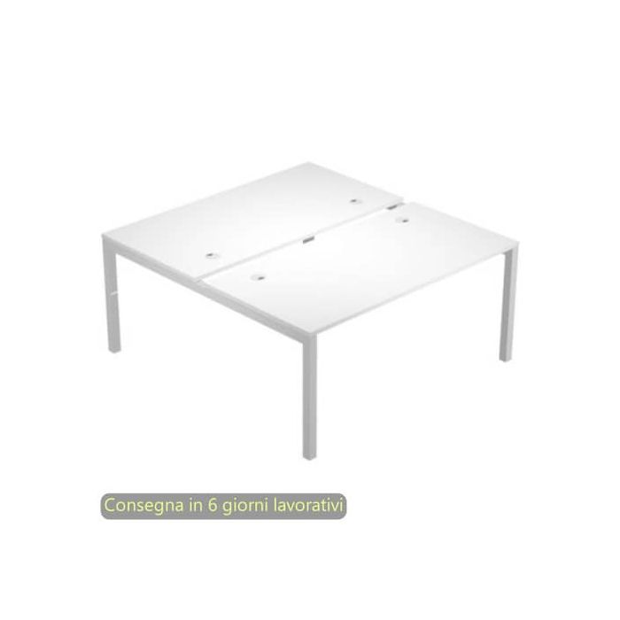 Scrivania Bench doppia piano bianco 160x168xH.72,5 cm gamba a ponte metallo bianco Bridge Artexport - BENCH16/3-AM main product photo