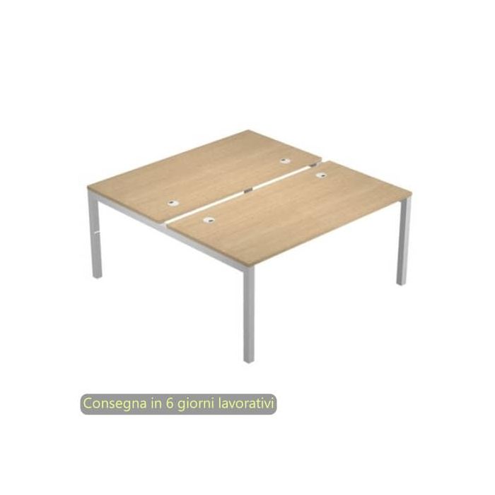 Scrivania Bench doppia piano rovere 160x168xH.72,5 cm gamba a ponte metallo bianco Bridge Artexport - BENCH16/C-AM main product photo