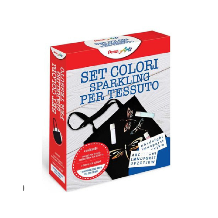 Pentel - Gioco creativo ARTS Kit colori tessuto su borsa nera. Sparkling main product photo
