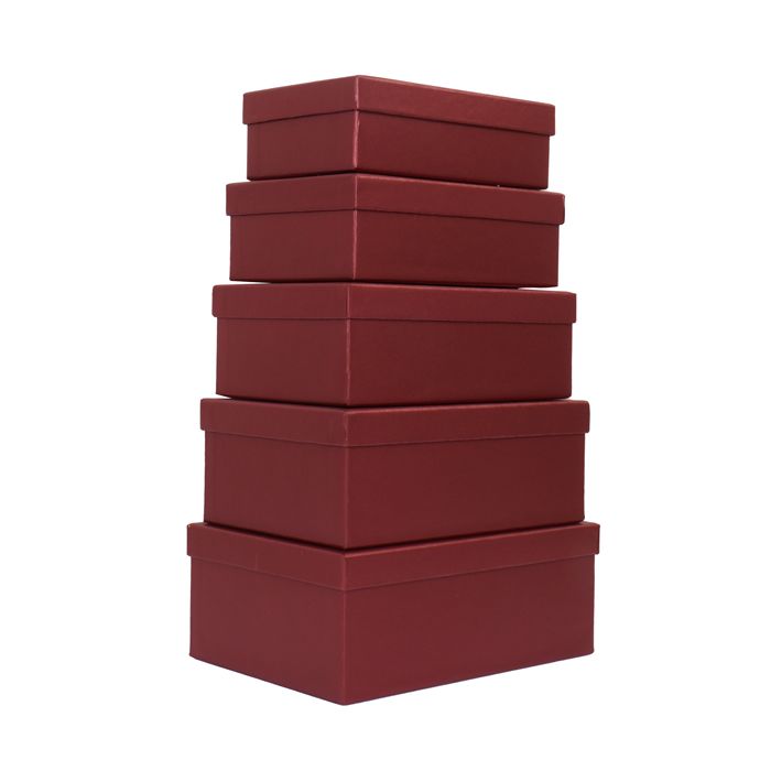 Set scatole regalo - dimensioni assortite - fantasia Burgundy - conf. 5 pezzi main product photo