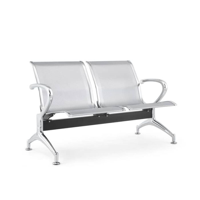 Panca in acciaio microforato per sala d'attesa Serena Group grigio - 2 posti L123 x P68 x H78 cm - SJ820G-2 main product photo