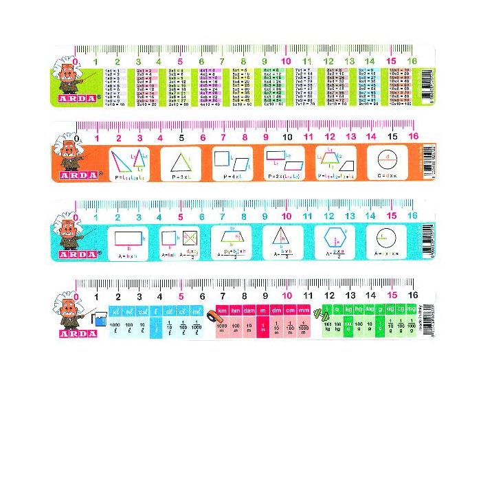 Righelli Arda 16 cm - conf. 24 pz - con tabelline, formule geometriche e tabelle conversioni - 28917MBAR main product photo
