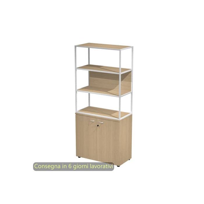Armadio rovere ante rovere con libreria media metallica bianca - ripiani rovere 90x46xH.204 cm Artexport Blade - ARMBC+ABC+280AN+RP5C main product photo