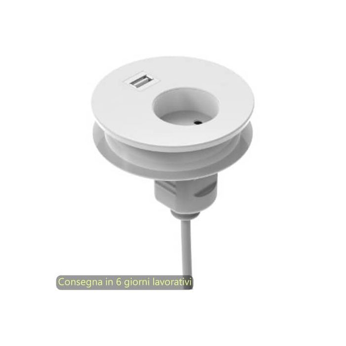 Slot passaspina diametro 80 mm, presa shuko + slot con USB Bridge Artexport bianco - 3-DEAA0001-EA main product photo