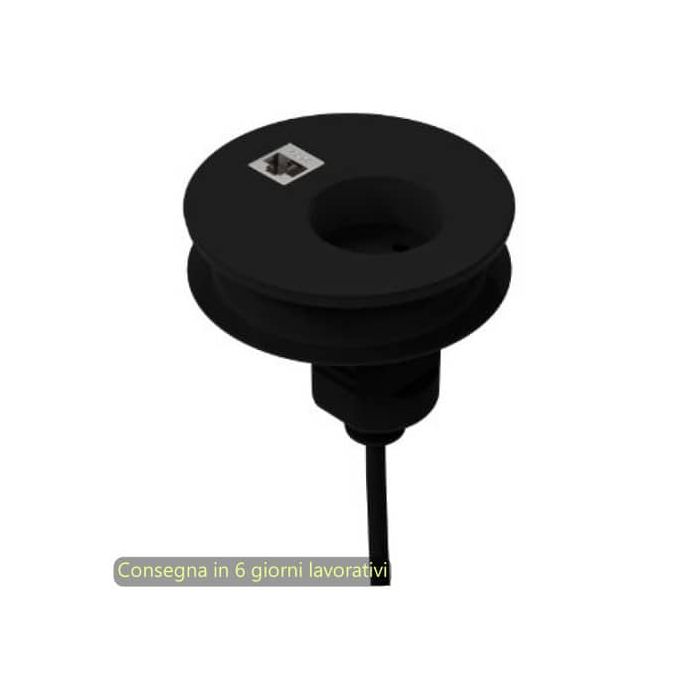 Slot passaspina diametro 80 mm, presa shuko + slot con presa di rete RJ45 Bridge Artexport nero - 3-DEAA0002-EB main product photo