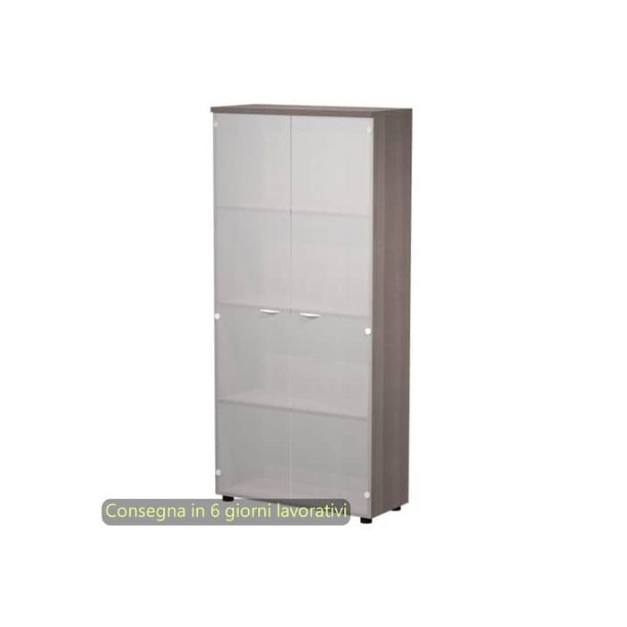 Mobile alto con ante in vetro satinato 80x35xH.180 cm 3 ripiani Presto Artexport frassino toscano - 038-39-75G/F main product photo