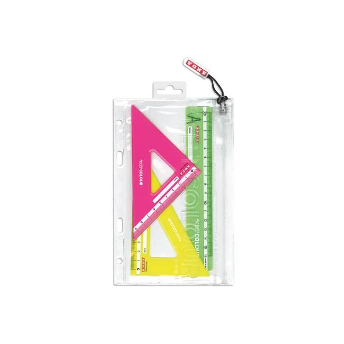Miniset da disegno in busta con zip Arda 2 squadre 45°e 60° + 1 righello 16 cm KC7063 main product photo