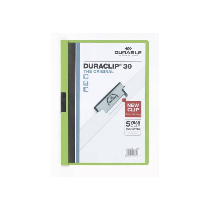 Cartellina con clip Durable DURACLIP® A4 verde - dorso 3 mm - capacità 30 fogli 2200-05 main product photo