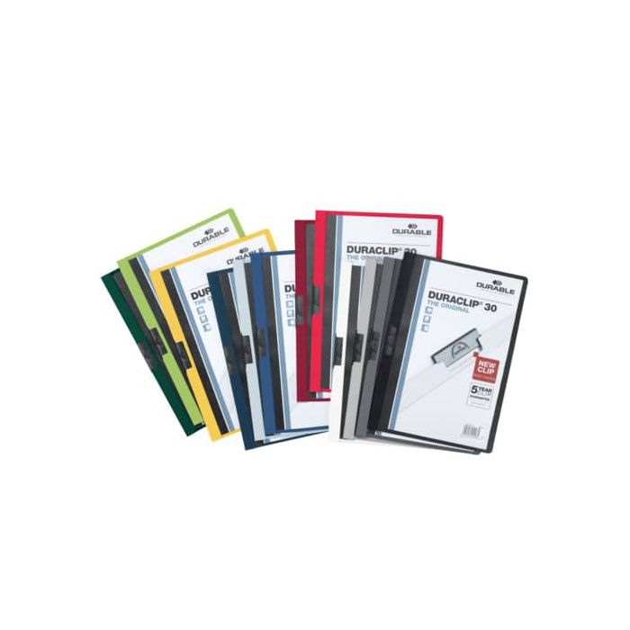 Cartellina con clip Durable DURACLIP® A4 conf. 25 colori assortiti - dorso 3 mm - capacità 30 fogli - 2200-00 main product photo