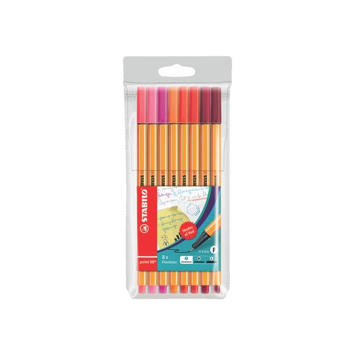 Fineliner Stabilo Point 88® 0,4 mm conf. 8 colori caldi 88/8-02 main product photo