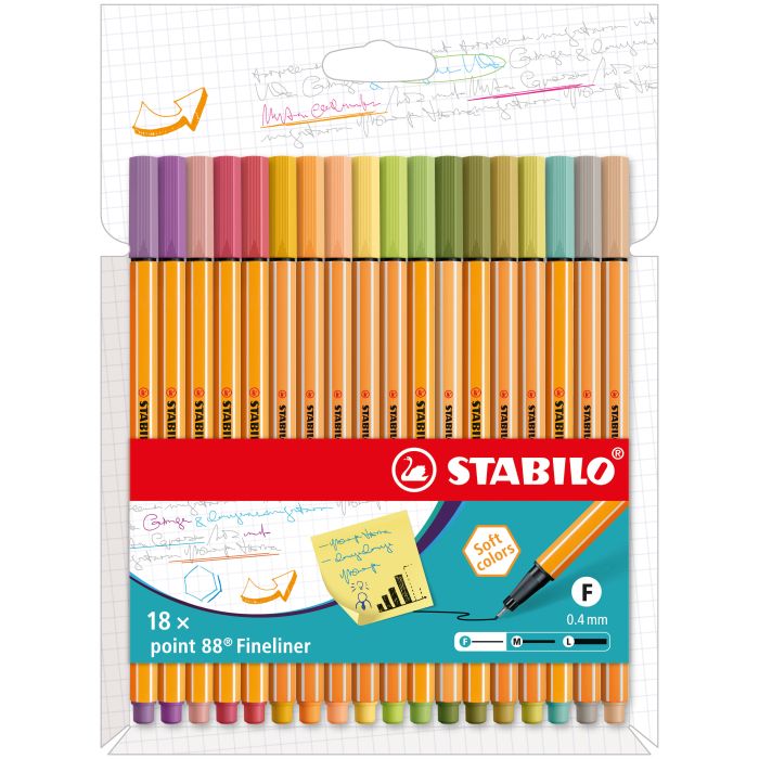 Fineliner Stabilo Point 88® 0,4 mm conf. 18 colori caldi assortiti 8818-22-5 main product photo