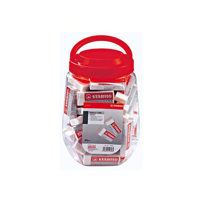 Gomma bianca Stabilo Legacy senza PVC conf. 60 pz 22x11x62 mm 118660 main product photo