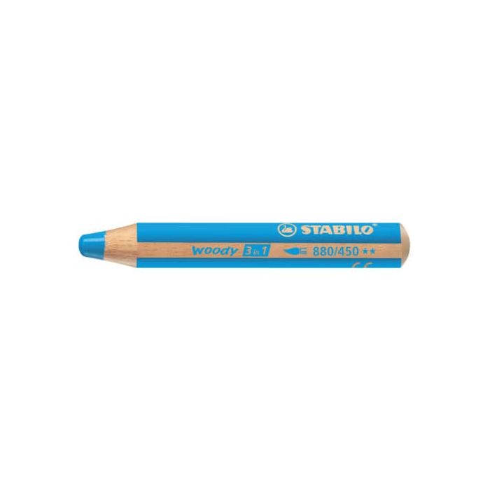 Matite colorate Stabilo Woody 3 in 1 punta larga conf. 5 pz blu cyan 880/450 main product photo