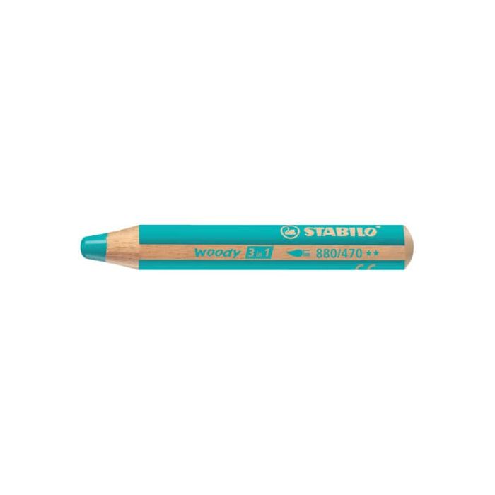 Matite colorate Stabilo Woody 3 in 1 punta larga conf. 5 pz turchese 880/470 main product photo