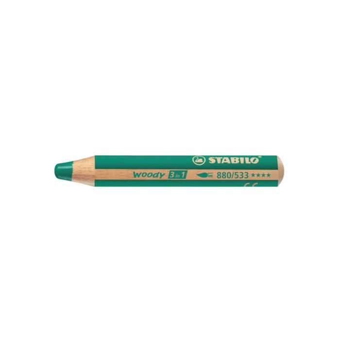 Matite colorate Stabilo Woody 3 in 1 punta larga conf. 5 pz verde scuro 880/533 main product photo