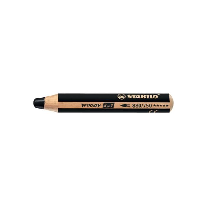 Matite colorate Stabilo Woody 3 in 1 punta larga conf. 5 pz nero neutro 880/750 main product photo