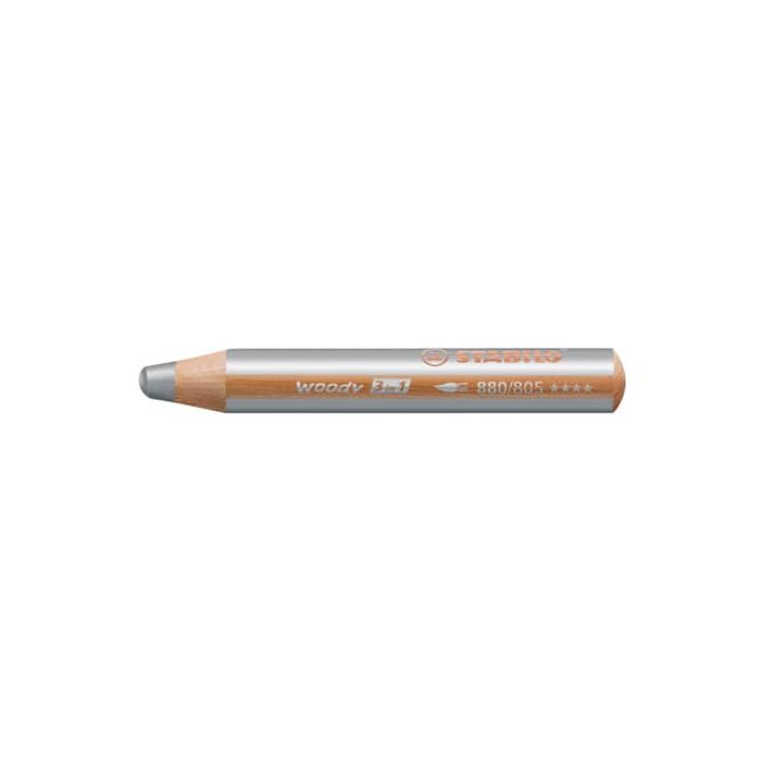 Matite colorate Stabilo Woody 3 in 1 punta larga conf. 5 pz argento 880/805 main product photo