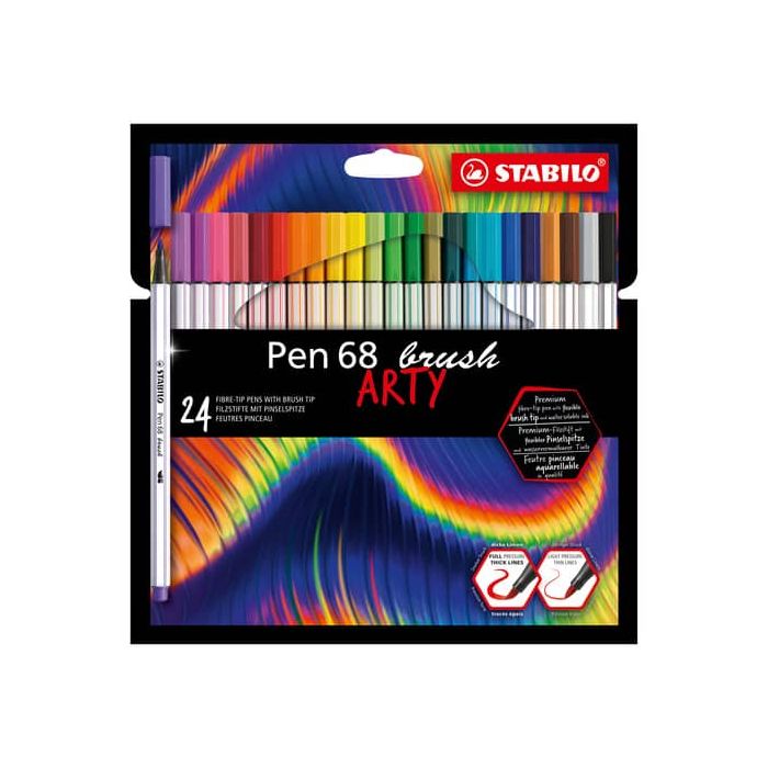 Pennarello Stabilo Arty Line Pen 68 brush punta a pennello in conf. 24 colori assortiti - 568/24-21-20 main product photo