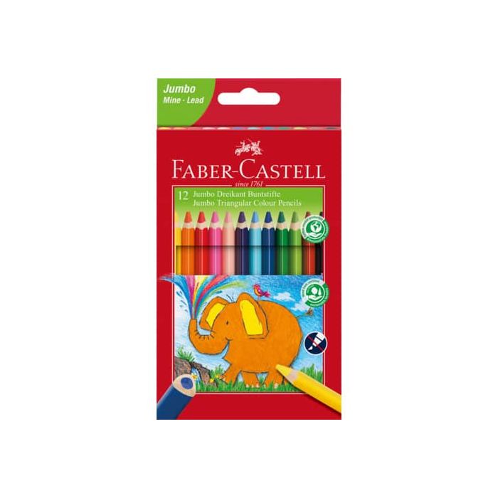 Matite colorate Jumbo Faber Castell forma triangolare - colori assortiti - conf. 12 pezzi - 116501 main product photo