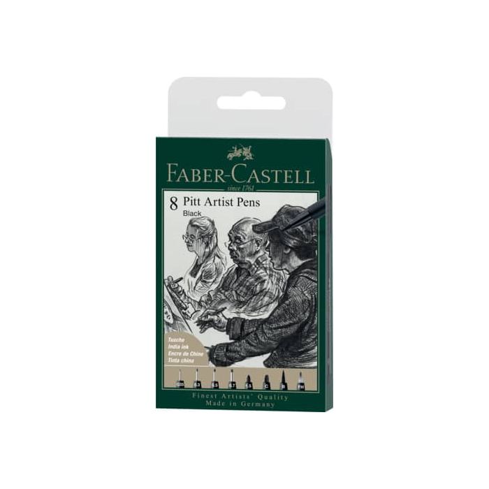Penna inchiostro pigmentato Faber Castell Pitt Artist conf. 8 pezzi - tratti assortiti - 167158 main product photo