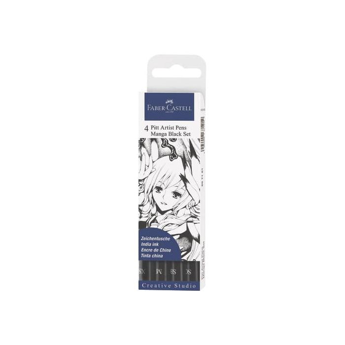Penna inchiostro pigmentato Faber Castell Pitt Artist conf. 4 pezzi - Manga set nero - 267121 main product photo