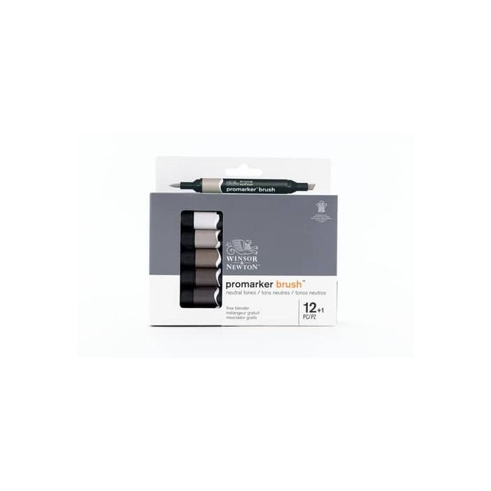 Pennarelli doppia punta Winsor&Newton brush 12 colori grigi e 1 blender - 0290144 main product photo