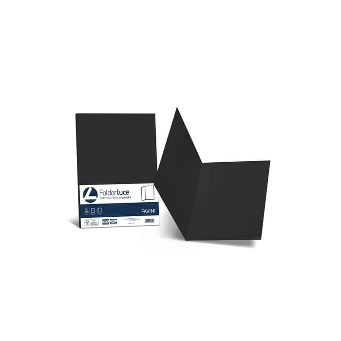 Cartellina semplice Favini Folder Simplex Luce&Acqua 200 g/m² 25x34cm conf.50 nero - A50A664 main product photo