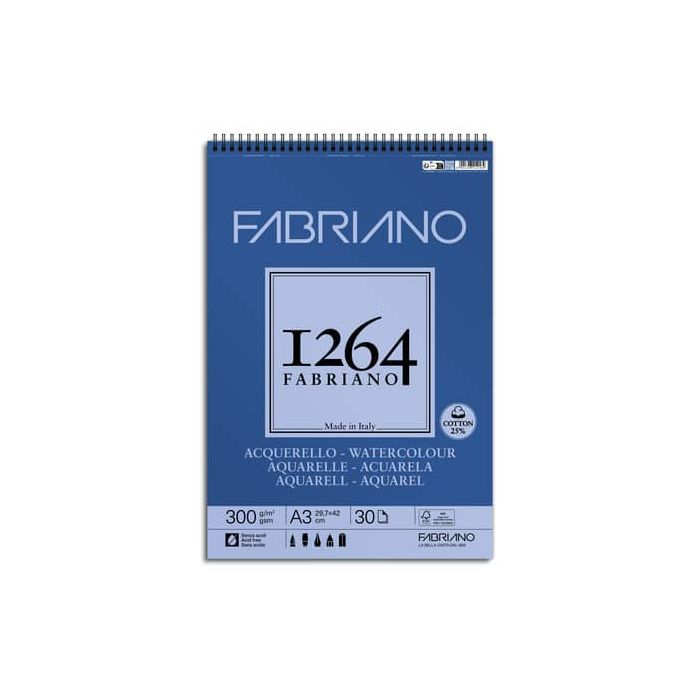 Blocco acquarello spiralato Fabriano 300 g - 30 fogli A3 - 19100650 main product photo