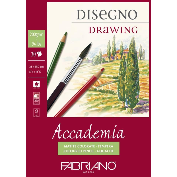 Blocco collato Fabriano ACCADEMIA grana naturale 200 g A5 - 30 fogli 41201421 main product photo