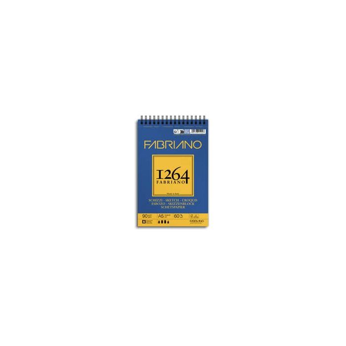 blocco spiralato Fabriano 1264 schizzi 90 g 60 fogli A5 - spirale lato corto - 19100636 main product photo