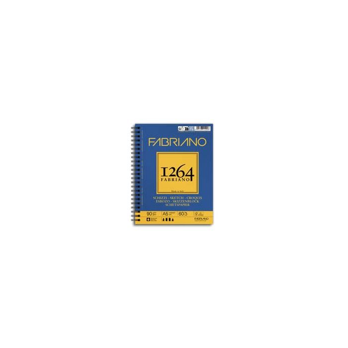 blocco spiralato Fabriano 1264 schizzi 90 g 60 fogli A5 - spirale lato lungo - 19100634 main product photo