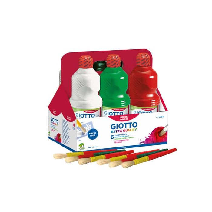 Tempera pronta Giotto Extra Quality in flacone 1 L - conf. da 6 colori assortiti - F53460000 main product photo