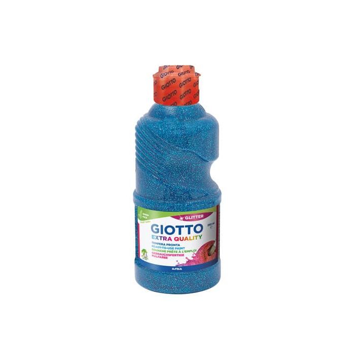 Tempera pronta Giotto glitter in flacone 250 ml ciano glitterato F53120400 main product photo