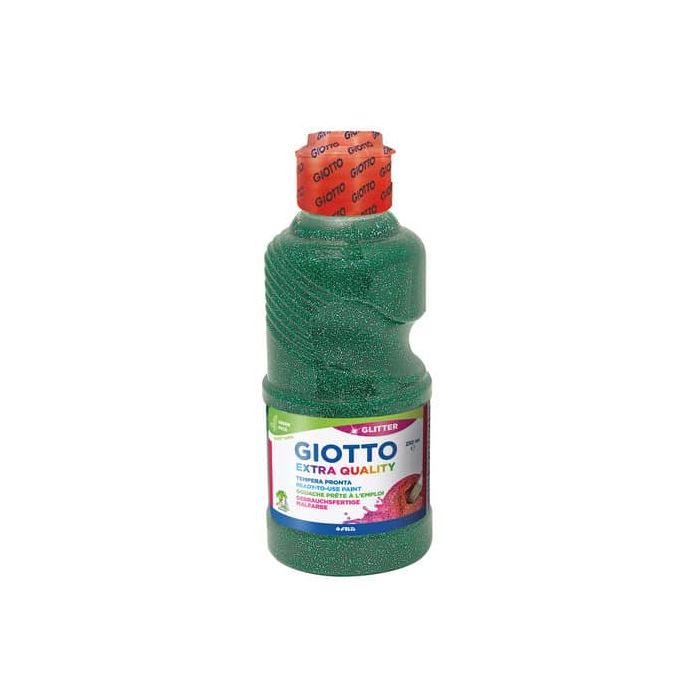 Tempera pronta Giotto glitter in flacone 250 ml verde glitterato F53120500 main product photo