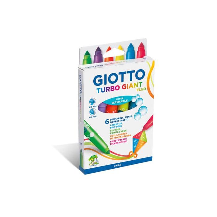 Pennarelli Giotto Turbo Giant in conf. 6 colori Fluo assortiti F433000 main product photo