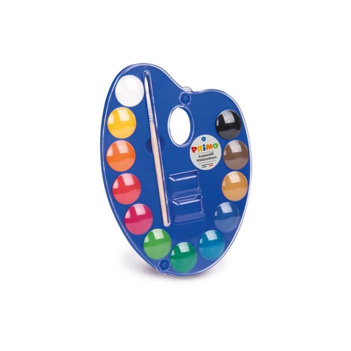 Acquerelli Primo Ø 25 mm in conf. da 12 colori assortiti + tavolozza - 101A12TO main product photo