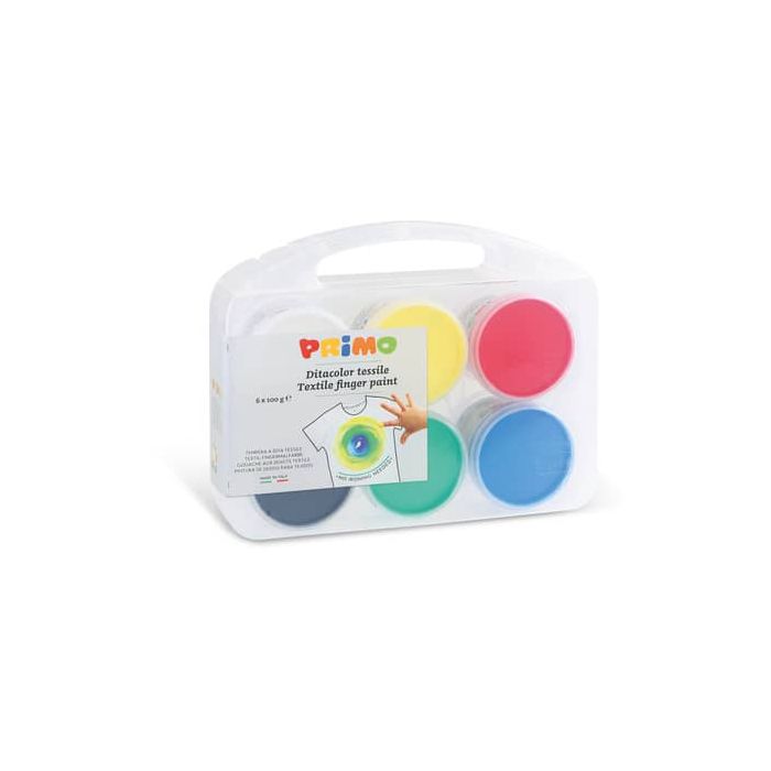 Tempera a dita Primo in valigetta multiuso conf. 6 vasetti colori primari 228TXD100SP main product photo