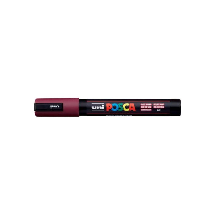 Marcatore a tempera Posca Uni-Ball punta tonda 1,8-2,5 mm rosso vino PC5M VINO ROSSO main product photo