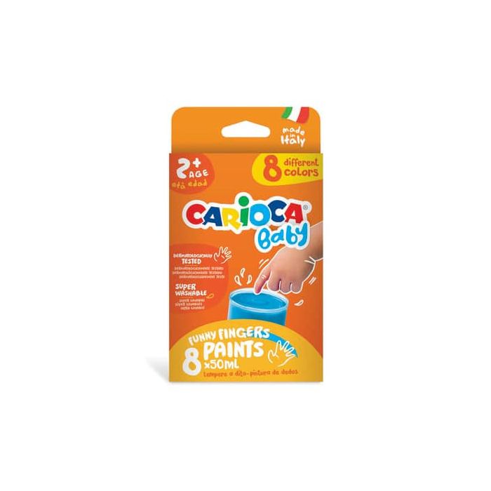 Tempera a dita superlavabile Carioca 50 ml - conf. da 8 colori assortiti 43174 main product photo