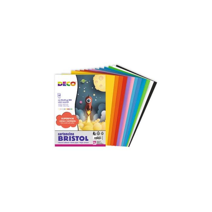 Cartoncino colorato Bristol CWR colori assortiti 200 gr 25x35 cm - 10 fogli 715/10 main product photo