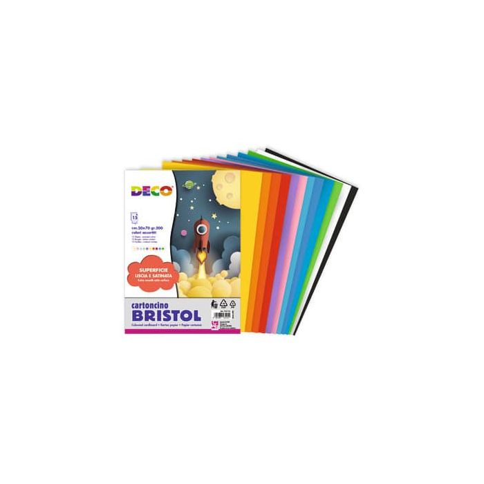 Cartoncino colorato Bristol CWR colori assortiti 200 gr 50x70 cm - 15 fogli 717/15 main product photo