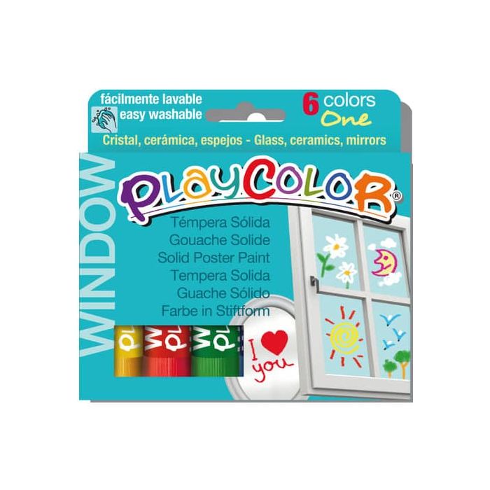 Playcolor tempera solida in stick 6 colori assortiti per vetri- 10 gr 2001 main product photo