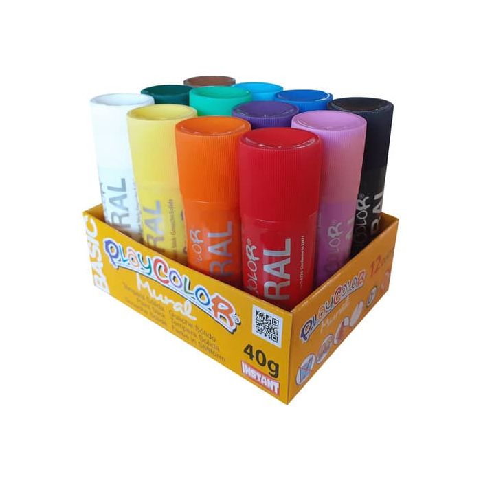 Playcolor tempera solida in stick 12 colori assortiti - 40 gr 58331 main product photo