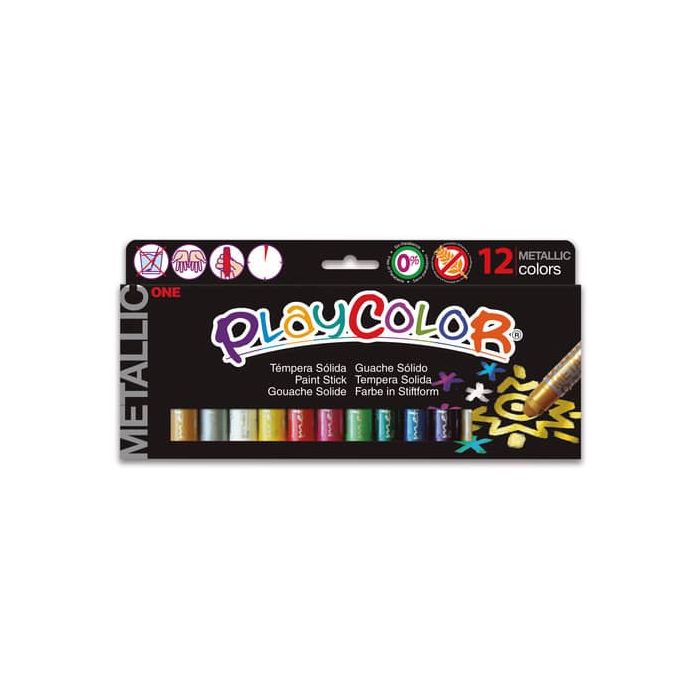 Playcolor tempera solida in stick 12 colori assortiti metallic -10 gr 10121 main product photo