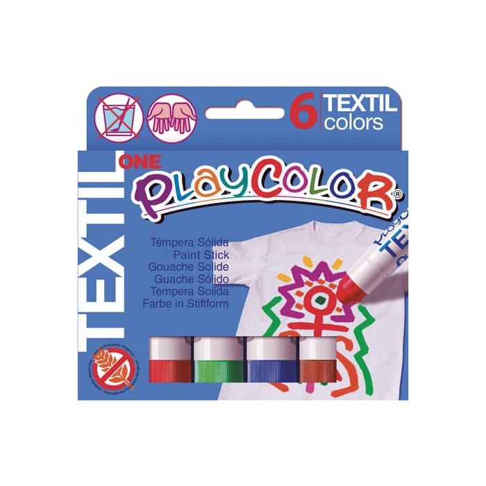 Playcolor tempera solida in stick 6 colori assortiti per tessuti - 10 gr 10401 main product photo
