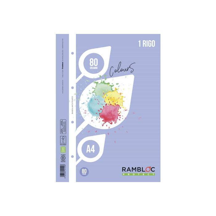 Ricambio rinforzato quaderni ad anelli Rambloc Formato A4 colore azzurro - 1 rigo - 90524129 main product photo